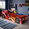 Super Speed Racing Car Single Bed features 3D wheels and is finished in bright gloss laminated finish. The perfect first bed for all kids.