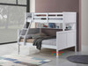 Springfield Single Over Double Bunk features a modern style bunk bed with an closed slated head and foot boards. Great shelf storage for the bottom bunk.