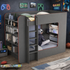 Beyond King Single Gamer Bunk Bed with Desk and Shelves standard setup with desk
