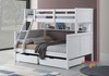 Regatta Single Over Double Bunk with Drawers features a modern style bunk bed with an closed slated head and foot boards. Great shelf storage for the bottom bunk.