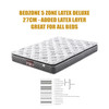 Bedzone Deluxe Five Zone Latex Pocket Spring Boxed Mattress features a no turn 5 zone pocket spring mattress with a Pillowtop. White knit Fabric with Natural Latex Layer. Medium Feel. Great for all bed types.