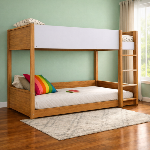 The Gisborne King Single Bunk Bed is a modern, space-saving solution for kids' bedrooms, perfect for families looking for a safe and stylish low-profile bunk. With its sleek woodgrain finish and minimalist design, this bunk bed is ideal for small rooms, offering comfort and practicality without compromising on style.