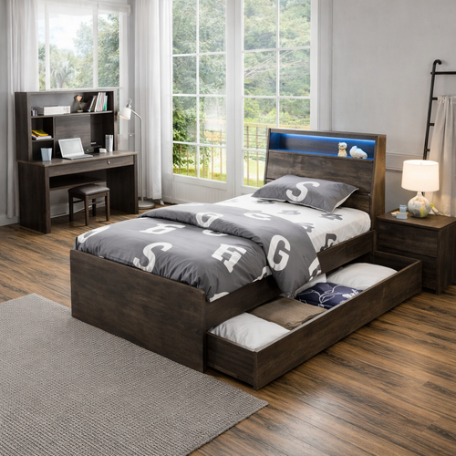 The Hamilton End Lift Bed Frame with Storage Bedhead + USB Charger & LED Lights!