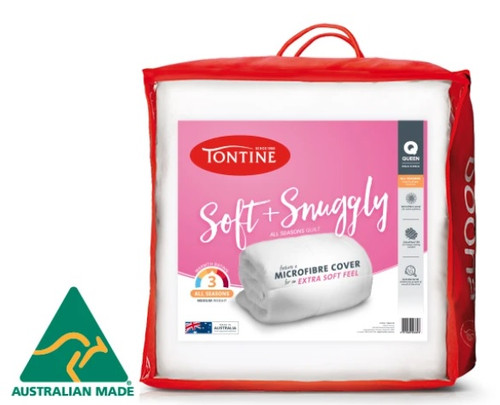 This Australian made Tontine Soft & Snuggly quilt has a medium weight and medium warmth rating, making it ideal for year round use.