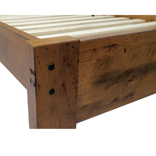 The Single & King Jayden bed is made from solid rubber wood to create a modern and strong bed.  Distressed finish in pecan brown with random gouges. Trundle / Storage Metallic Brown. The Single & King Jayden bed is made from solid rubber wood to create a modern and strong bed.  Distressed finish in pecan brown with random gouges. Trundle / Storage Metallic Brown.