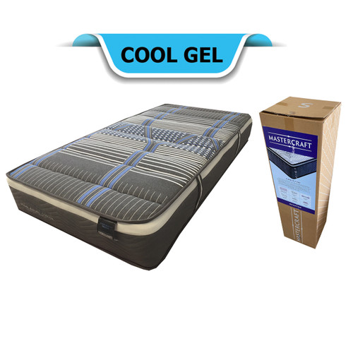 Supreme Comfort Boxed Mattress features a no turn pocket spring mattress with a memory foam "COOL GEL" top