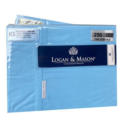 Logan & Mason King Single Sheets - Sky Blue