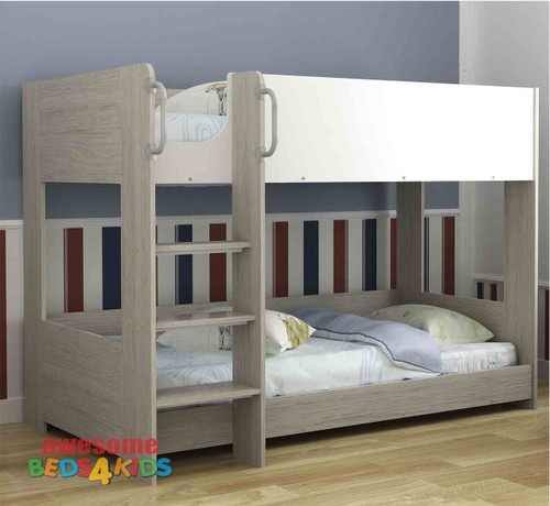 Kalbar Single Low Bunk Bed White with Grey Timber Frame is a great option for space saving with younger kids