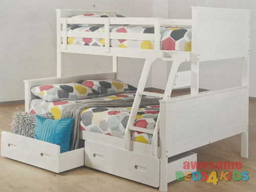 Jordon Single Over Double Bunk features a modern style bunk bed with an closed head and foot boards.