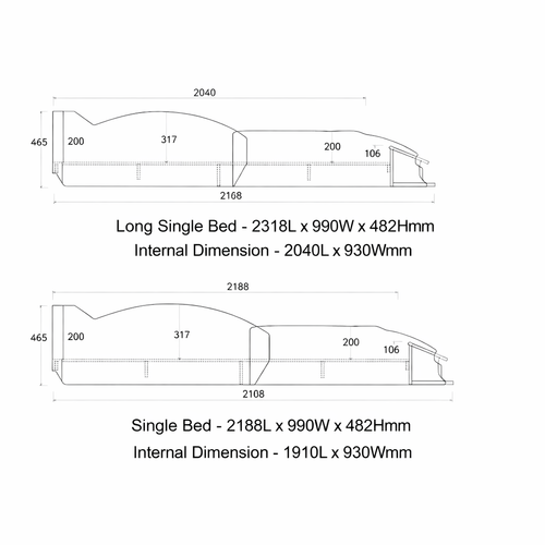 Daytona –  Adjustable for a Long Single or Standard Single