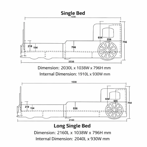 DREAMLINE EXPRESS Train Bed – Adjustable for a Long Single or Standard Single