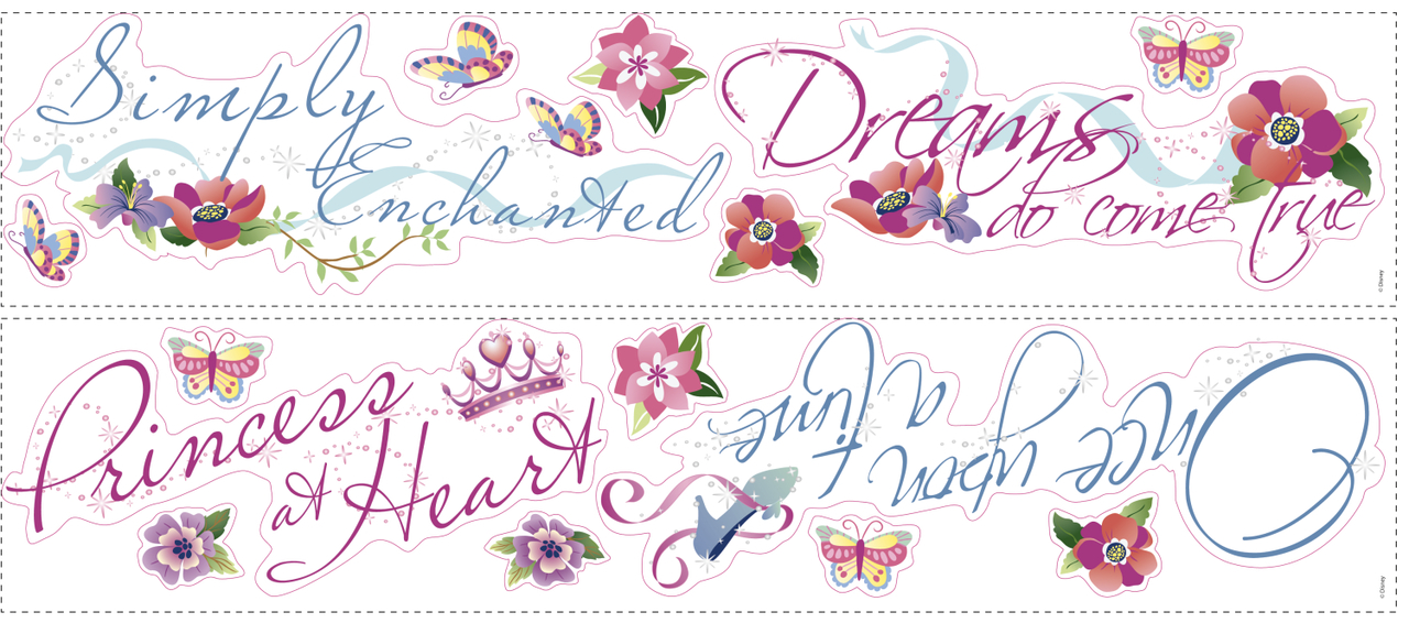 Disney Princess Quotes Wall Decals with Glitter Wall Decals Wall