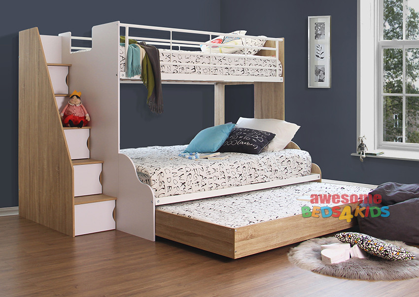 Double Deck Bed Design For Kids Levin Bunk Bed – Stylish Triple