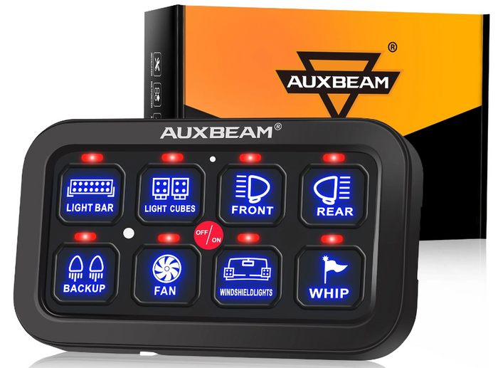 Auxbeam 6-Gang LED Switch Panel Off Road Light Controller (Blue Switches)