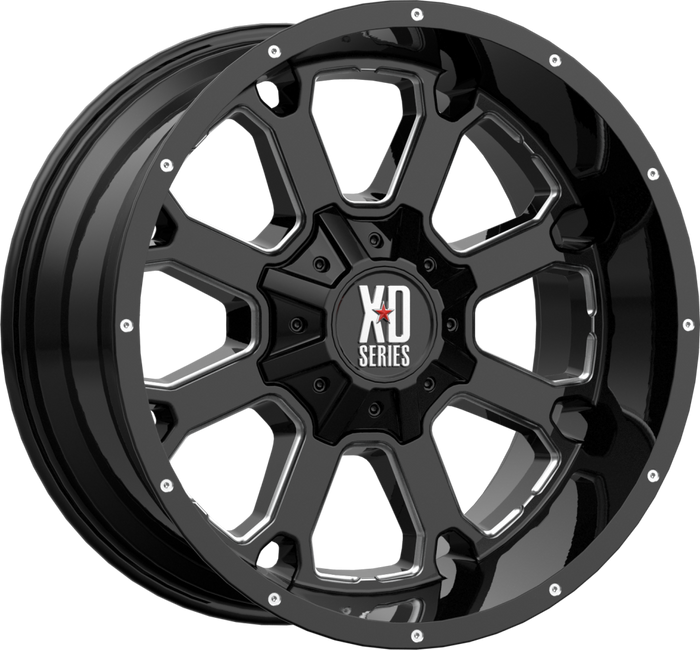 XD 825 Buck 25 - 22"x10", Black and Milled, -18 Offset, F-150, 6x135