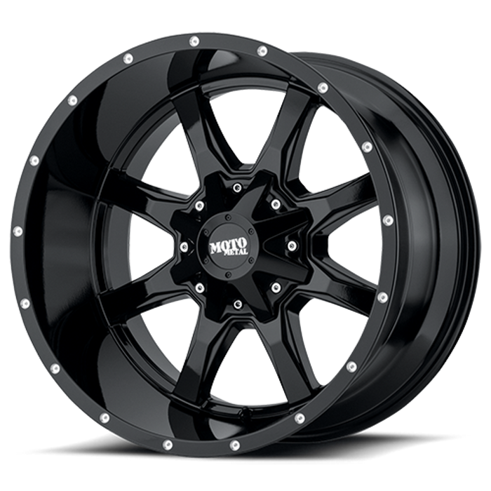 Moto Metal MO970 Gloss Black with Milled Lip 22x12 Offset -44mm 4.77" B/S
