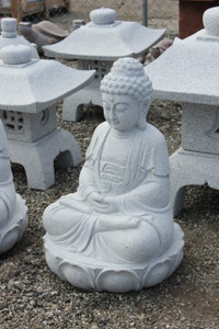 Meditating Buddha on Lotus Flower Pad Granite Stone Statue (Approx 3 ft Tall Version) Meditating Buddha on Lotus Flower Pad Granite Stone Statue (Approx 3 ft Tall Version)