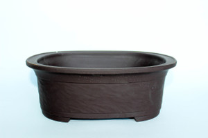 Japanese deep, textured, oval glazed pot 10"L