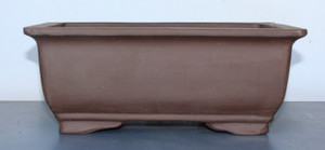 Chinese Guangzhou (Standard Quality) Medium Brown Unglazed Rectangle 10.25"L x 7.25"W x 4"H Ceramic Bonsai Pot - Main Image