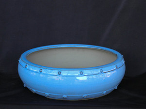 drum style pot powder blue 9.5"Dia x 2.5" Depth