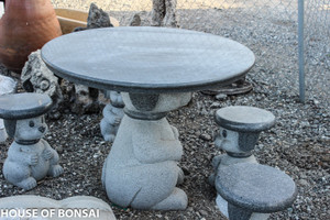 Dog Themed Granite Stone Table and 4 Seat Set - Main Image Dog Themed Granite Stone Table and 4 Seat Set - Main Image