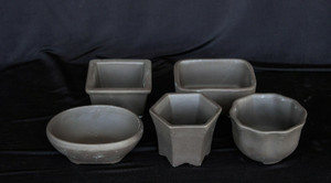 Japanese Yokkaichi Dark Clay Unglazed Shohin & Mame Ceramic Bonsai Pots - Sizes from 3 to 4 Inches - Variety Set of 5 (Pot Set 2-11) - Main Image Japanese Yokkaichi Dark Clay Unglazed Shohin & Mame Ceramic Bonsai Pots - Sizes from 3 to 4 Inches - Variety Set of 5 (Pot Set 2-11) - Main Image