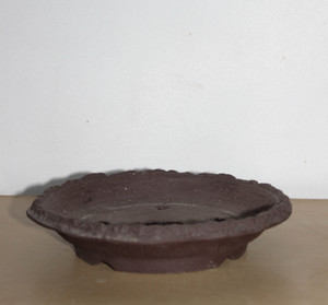 Japanese Nanban Handmade Style Dark Brown Clay Unglazed Circle 7"Dia x 1.5"D