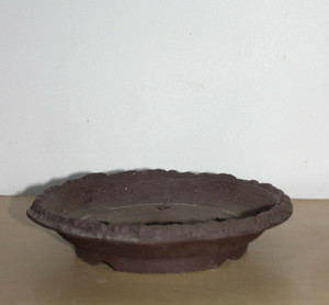 Japanese Yokkaichi Nanban Handmade Style Dark Brown Clay Unglazed Circle 7"Dia x 1"D Ceramic Bonsai Pot - Main Image Japanese Yokkaichi Nanban Handmade Style Dark Brown Clay Unglazed Circle 7"Dia x 1"D Ceramic Bonsai Pot - Main Image