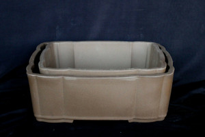 Japanese Yokkaichi Dark Brown Clay Unglazed Rectangle Bamboo Style 8.25"L & 9.5"L 2 Piece Ceramic Bonsai Pots Set - Main Image Japanese Yokkaichi Dark Brown Clay Unglazed Rectangle Bamboo Style 8.25"L & 9.5"L 2 Piece Ceramic Bonsai Pots Set - Main Image