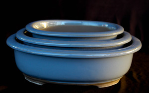 Japanese  bonsai ceramic  pot  12"L  style  33-27 3pcs/set baby blue color 