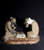 4"L x 2.5"H Old Men Playing Chinese Chess Glazed Mudmen Bonsai Figurine