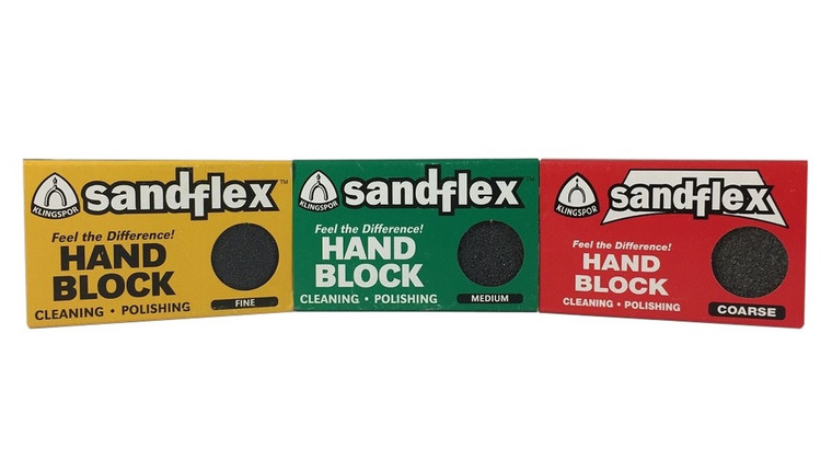 Sandflex Abrasive Sanding Hand Blocks  for Tool Maintenance - Special Set of 3 Grits - Fine, Medium & Coarse - Manufacturer's Image