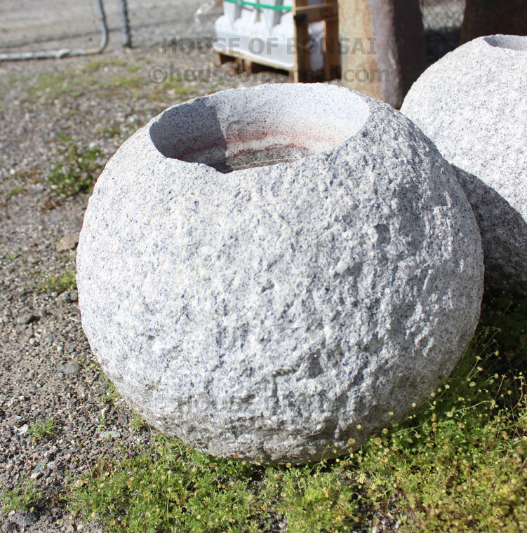 Natural Round with Rough Bumpy Texture White Granite Stone Water Basin - Main Image