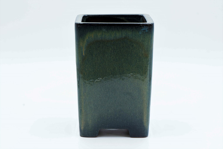 Chinese High Fired glazed Square 7"L x 7"W x 10.5"H Cascade Ceramic Bonsai Pot