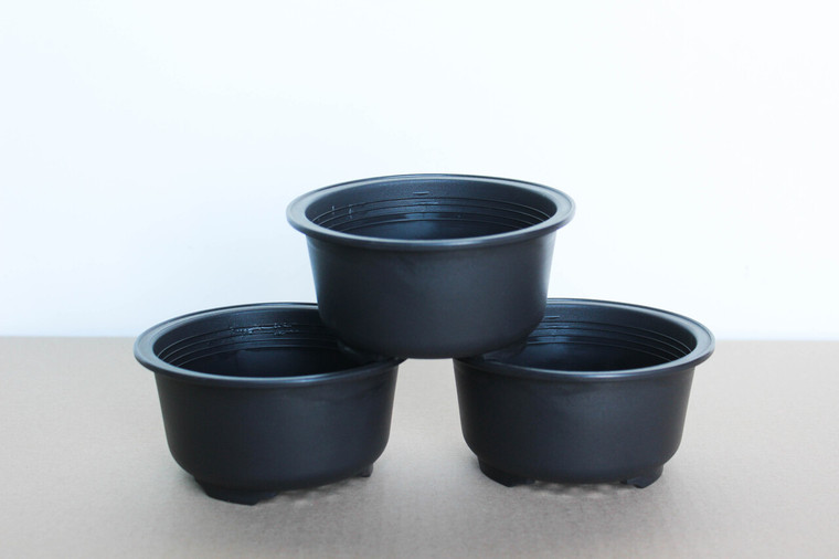 Mini Circle 5" Dia x 2.5" H -   Bonsai Plastic Training Pots - Set of 3
