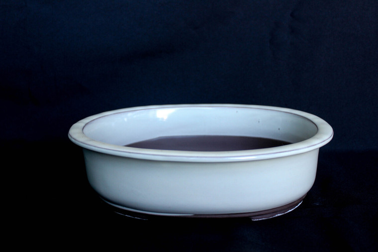 Japanese creamy-White Glazed Oval 11.75"L