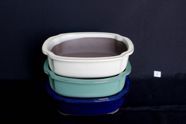 Japanese glazed Lotus shaped 11.25"L Ceramic Bonsai Pot