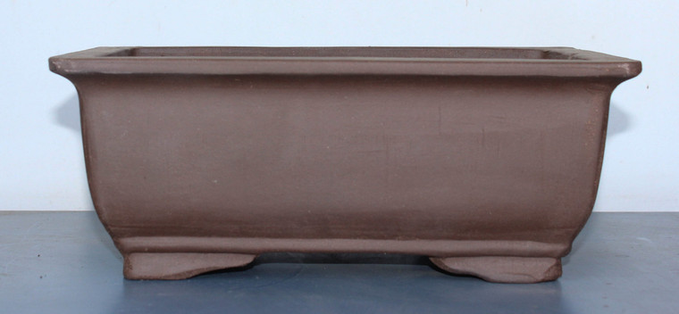 Chinese Guangzhou (Standard Quality) Medium Brown Unglazed Rectangle 10.25"L x 7.25"W x 4"H Ceramic Bonsai Pot - Main Image