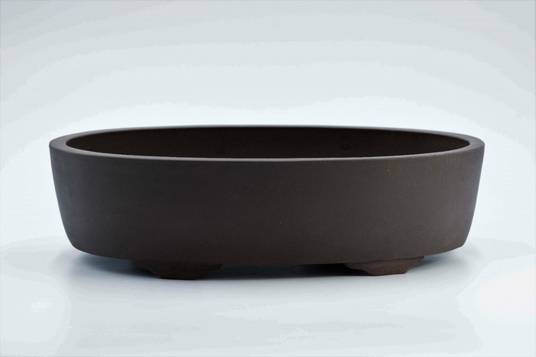 unglazed  oval bonsai pot  ,outside  14.75" x  11" x  3"H