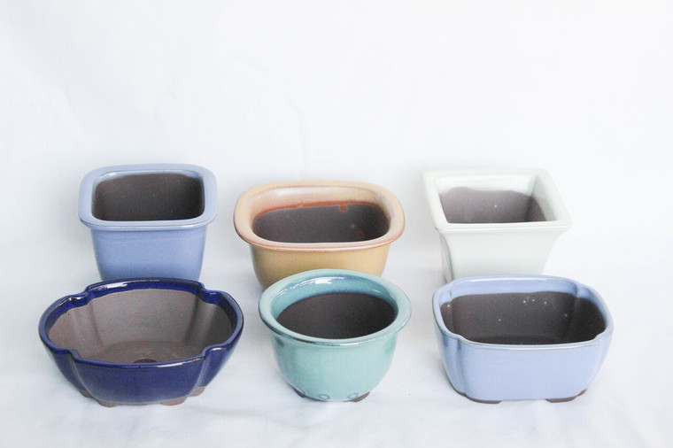 Japanese multiple color & size 3.5"L + shohin pot 6pcs/set