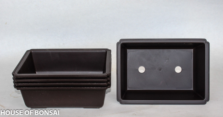 Rectangle 9.75"L x 7"W x 3.25"H Bonsai Plastic Training Pot - Set of 5 - Main Image