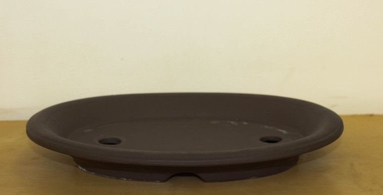 Japanese  Oval, clay  18"L x 14"W x 2.5"H  Slim Forest & Raft Ceramic Bonsai Pot