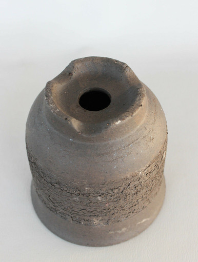 Japanese Brown Clay Unglazed Tall Circle with Textured Rustic