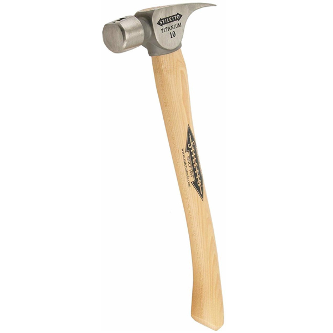 Stiletto FH10C, 10oz Titanium Finish Hammer, Smooth Face, 14.5 Curved Hickory Handle
