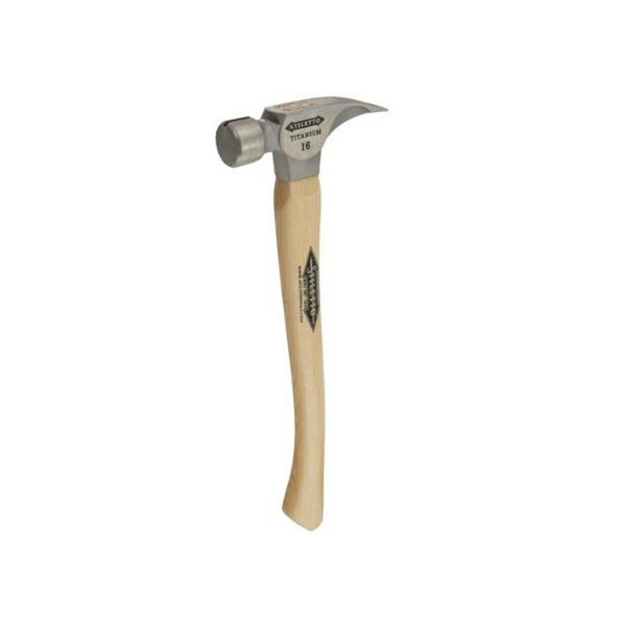 Stiletto Tool STIL-TI16MC 16oz Titanium Hammer with Milled Face and 18"  Curved Hickory Handle Atlas-Machinery