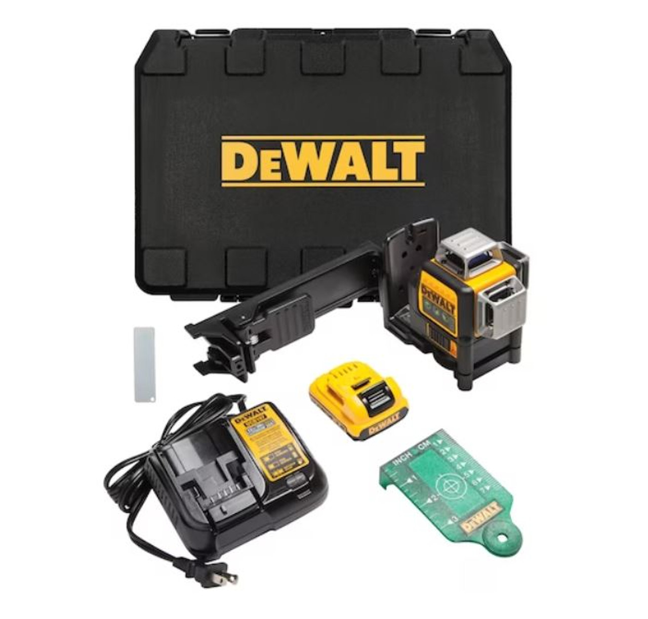 DEWALT DEW DW089LG 3 Beam Green Laser With 12V Battery Charger