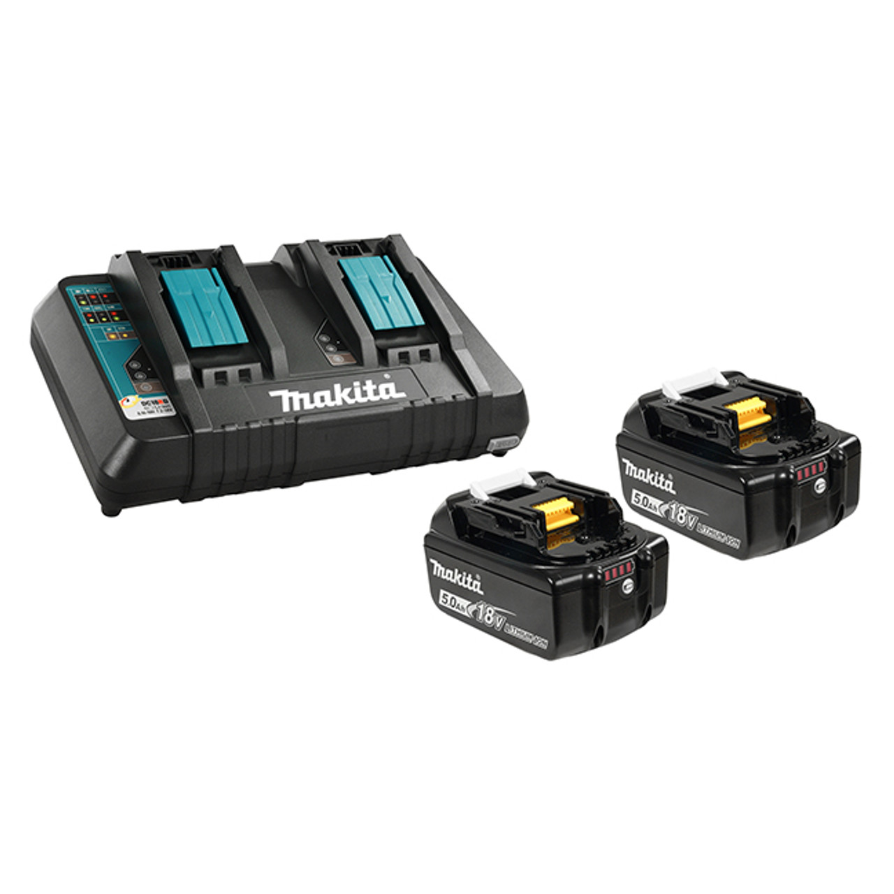 Makita MAK-Y-00359 DC18RD Dual Charger + 2x 5ah Batteries Starter