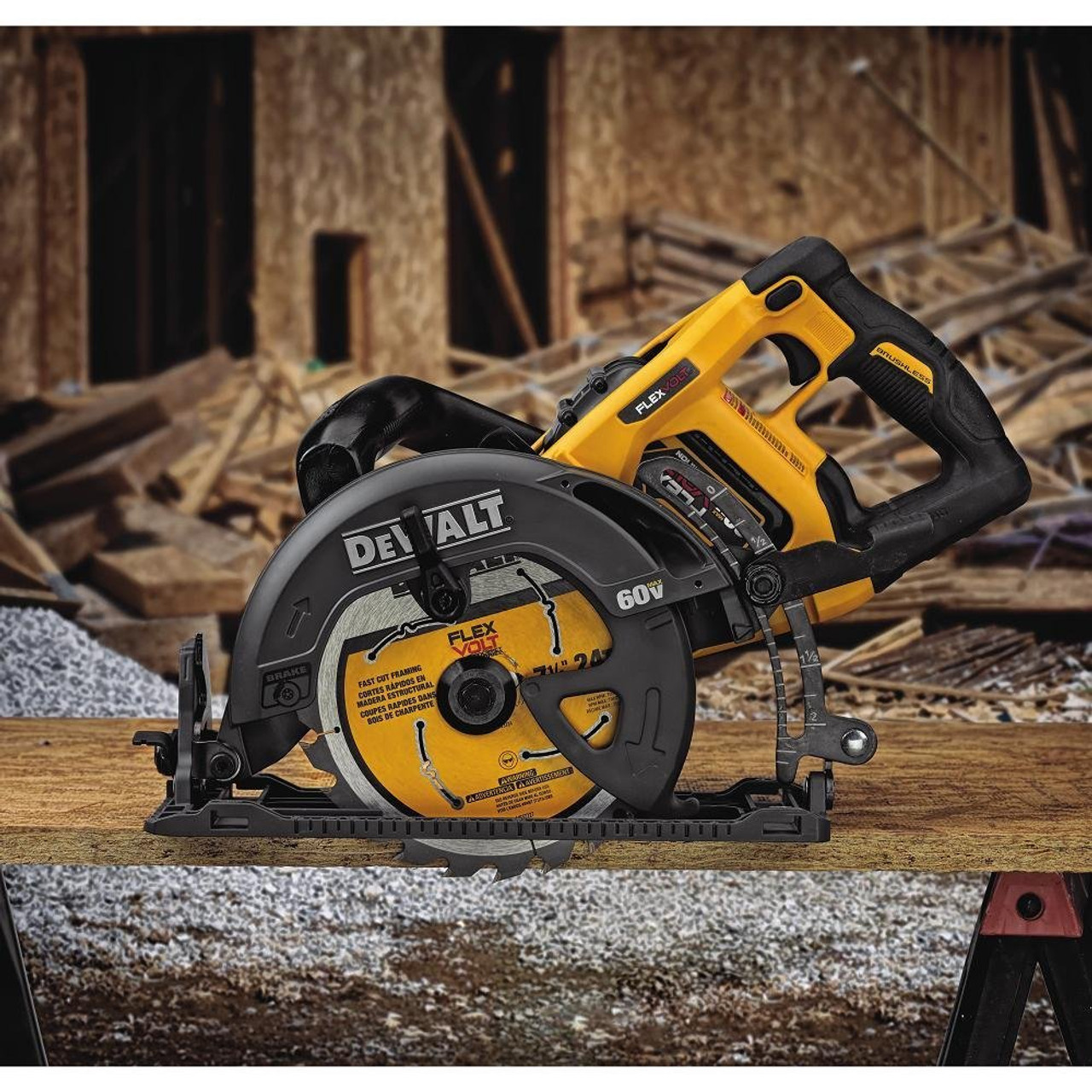 DEWALT DEW DCS577X1 Flexvolt 60V MAX 7 1 4 in Brushless Worm Drive