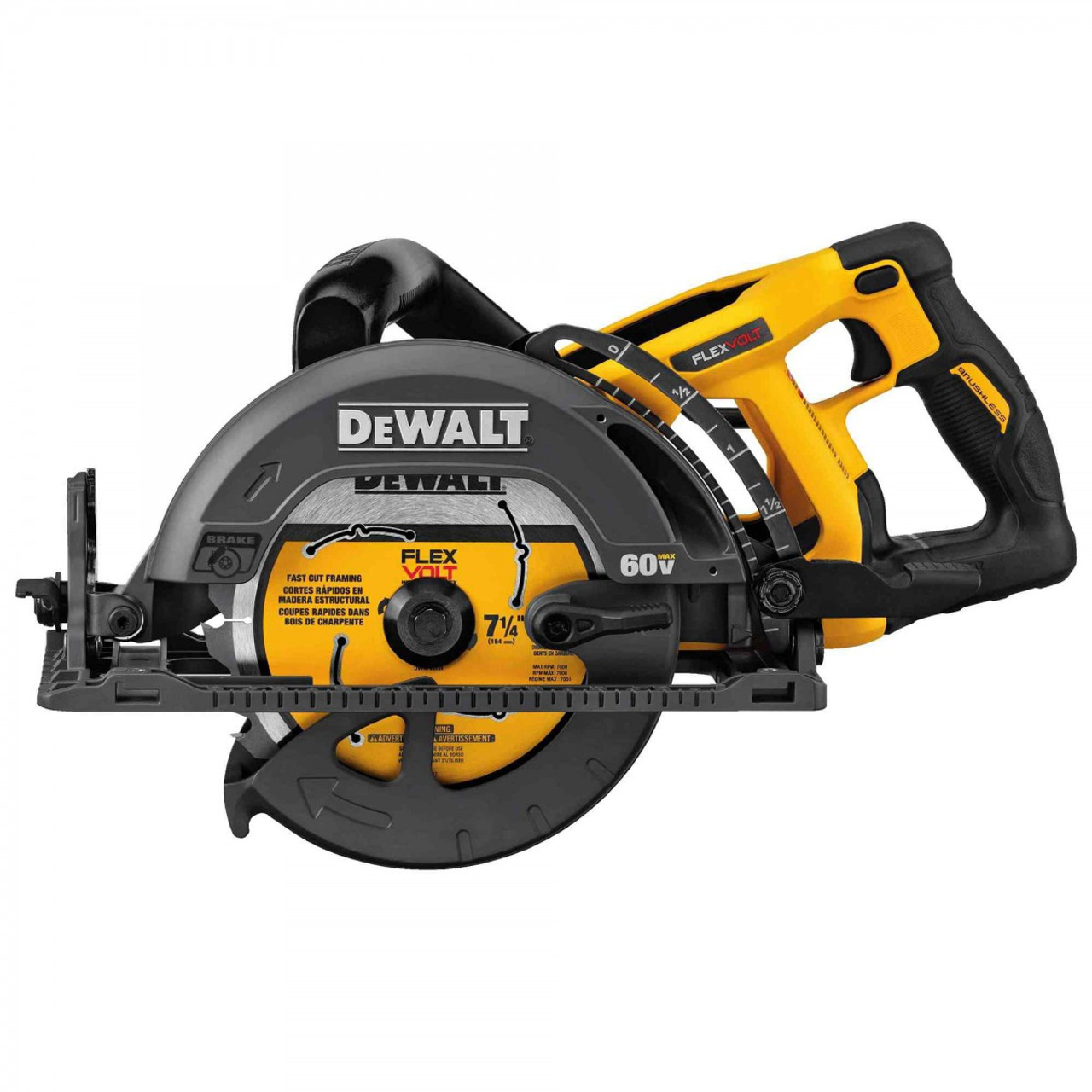 DEWALT DEW-DCS577B Flexvolt 60V MAX 7-1/4 in Brushless Worm Drive