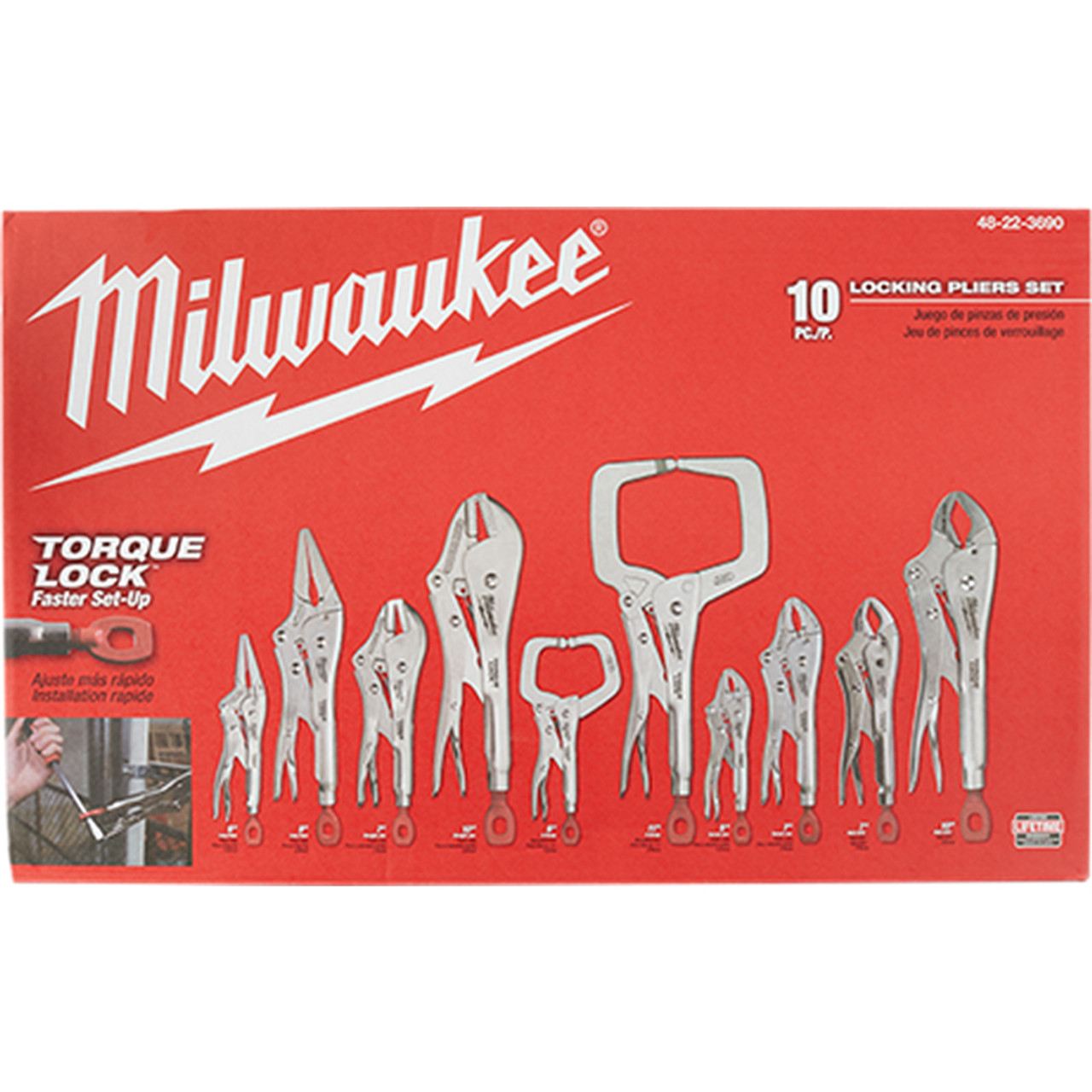 Milwaukee MIL 48 22 3690 10pc Torque Lock Pliers Kit Atlas Machinery